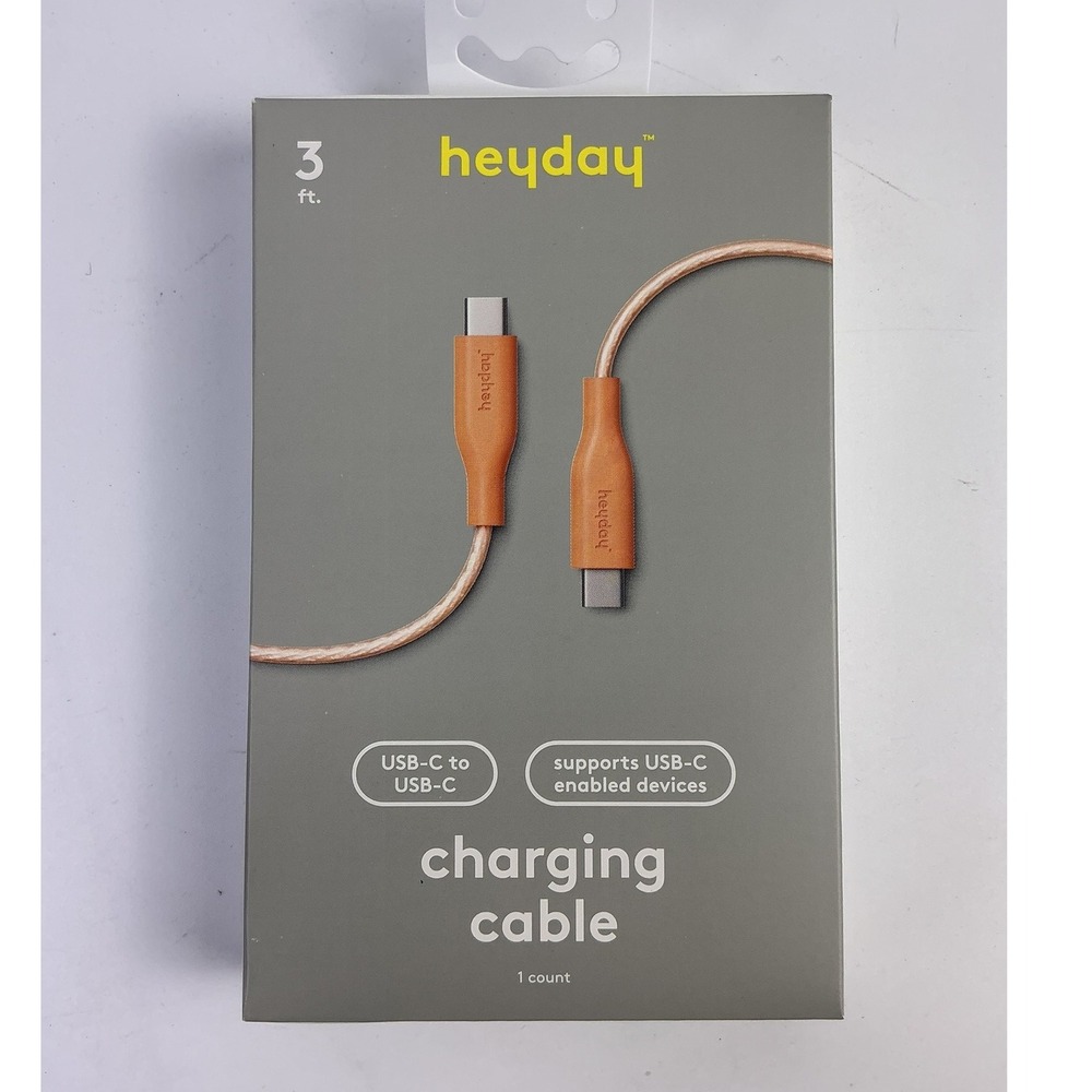 heyday 3ft USB C to USB C‎ Charging Cable Peach Fast Charge